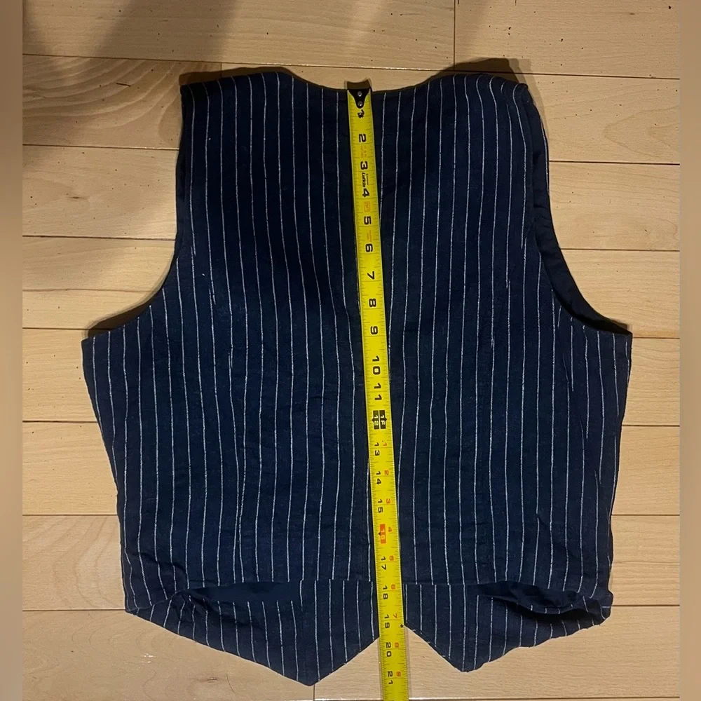 Women's Tailored Suit Vest - A New Day Navy Striped L - Picture 8 of 11